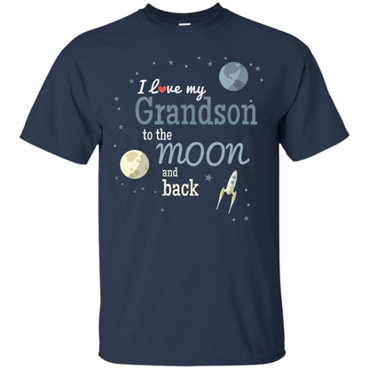 I Love My Grandson To The Moon And Back Grandparents Shirt Navy