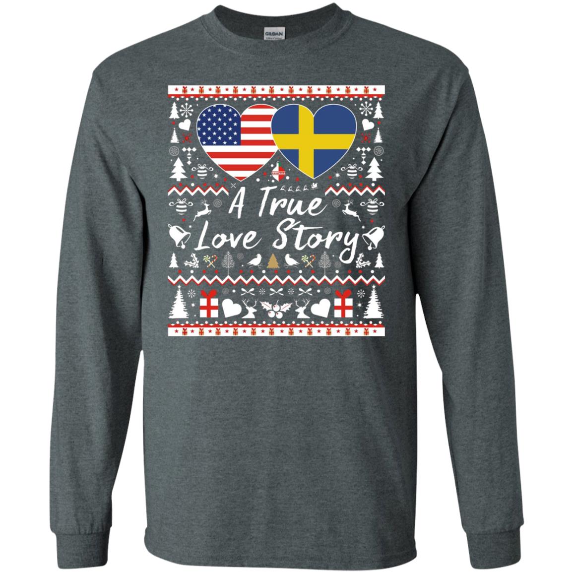 Christmas T-shirt American Swedish A True Love Story Dark Heather