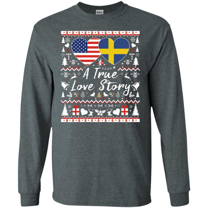 Christmas T-shirt American Swedish A True Love Story Dark Heather