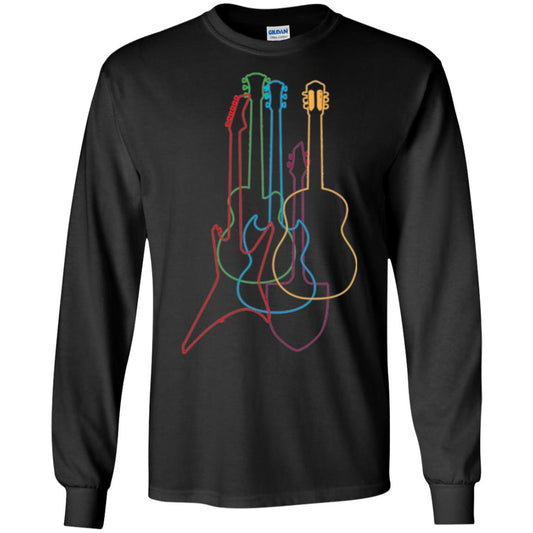 Colored Guitars Electric Acoustic Classical T-shirt Black