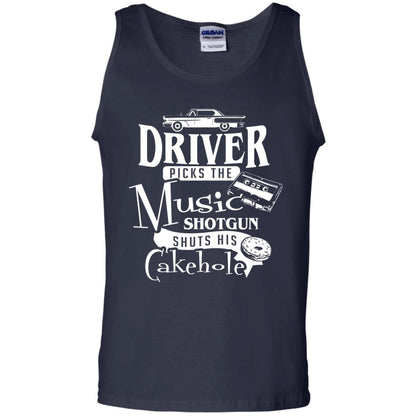 Driver Picks The Music Shotgun Shuts His Cakehole T-shirt Navy