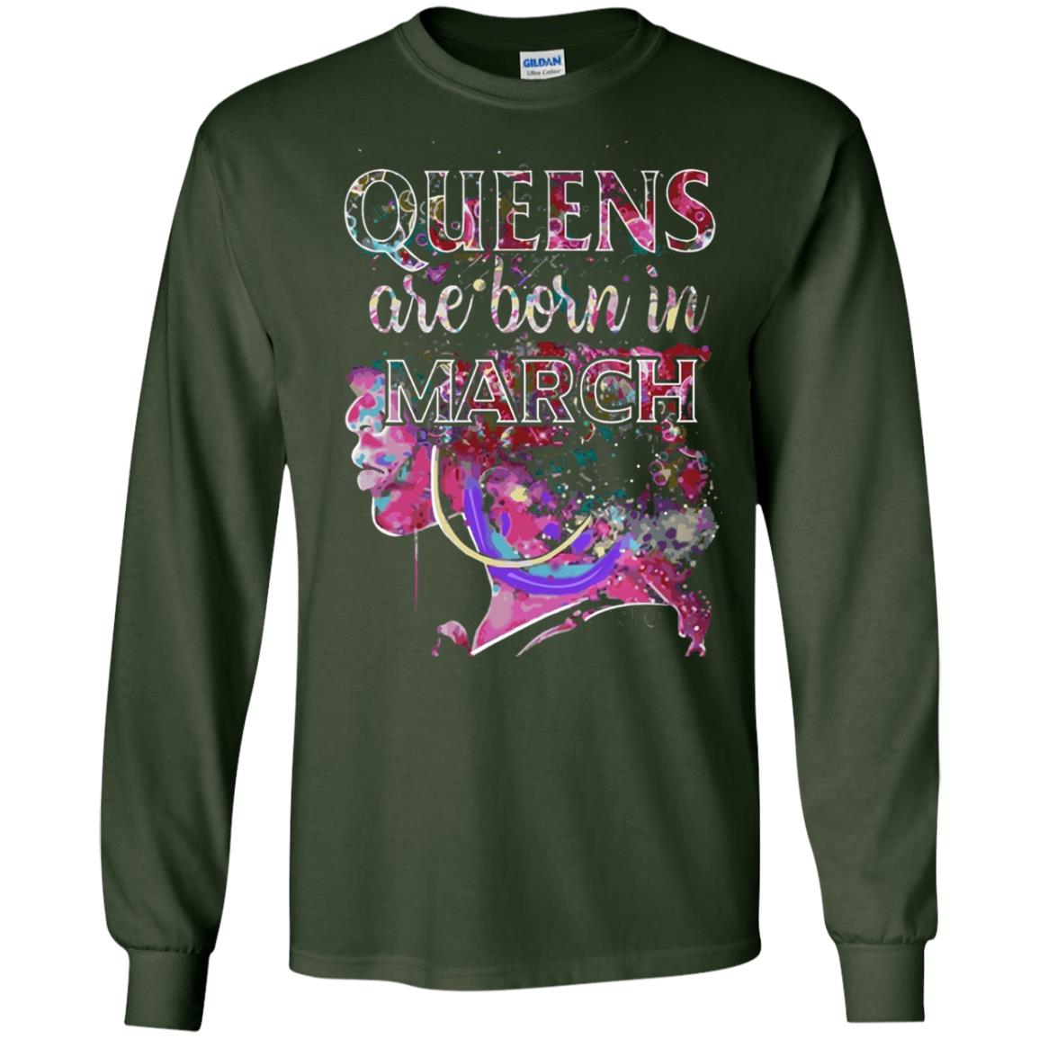 Birthday T-shirt Queens Are Born In March Forest Green