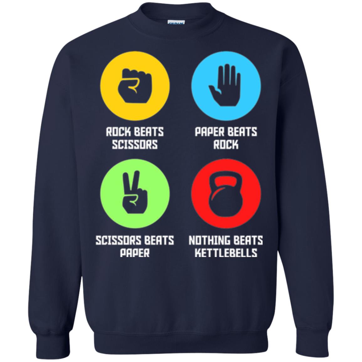 Fitness Gym Sports T-shirt Funny Nothing Beats Kettlebells Navy