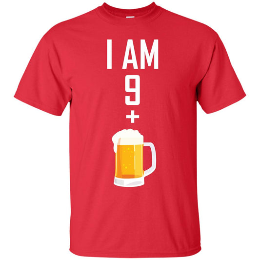 I Am 9 Plus 1 Beer 10th Birthday Shirt Red