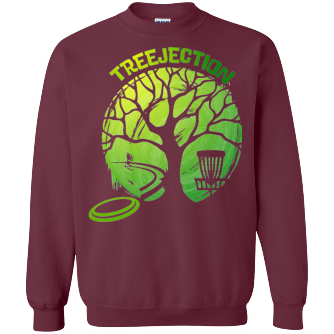 Funny Disc Golf T-shirt Treejection Maroon