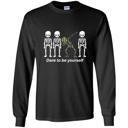 Dabbing T-shirt Dabbing Skeleton Dare To Be Yourself Black
