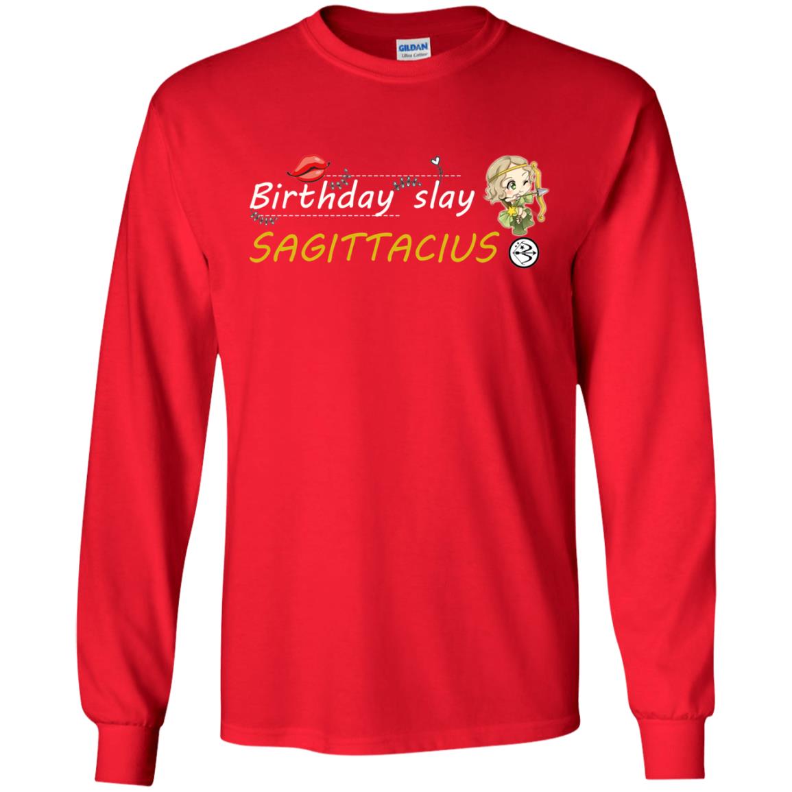 Cute Sagittarius Girl Birthday Lip Slay T-shirt Red