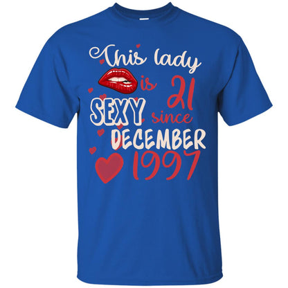 This Lady Is 21 Sexy Since December 1997 21st Birthday Shirt For December Womens Royal