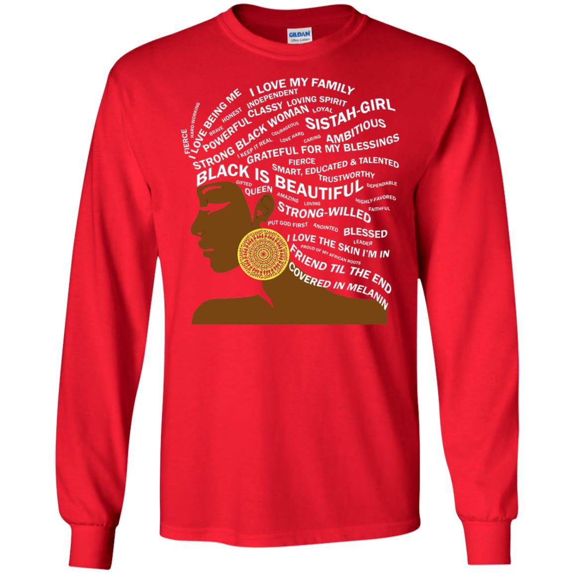 Black Is Beautiful Black History Month Word Art T-shirt Red