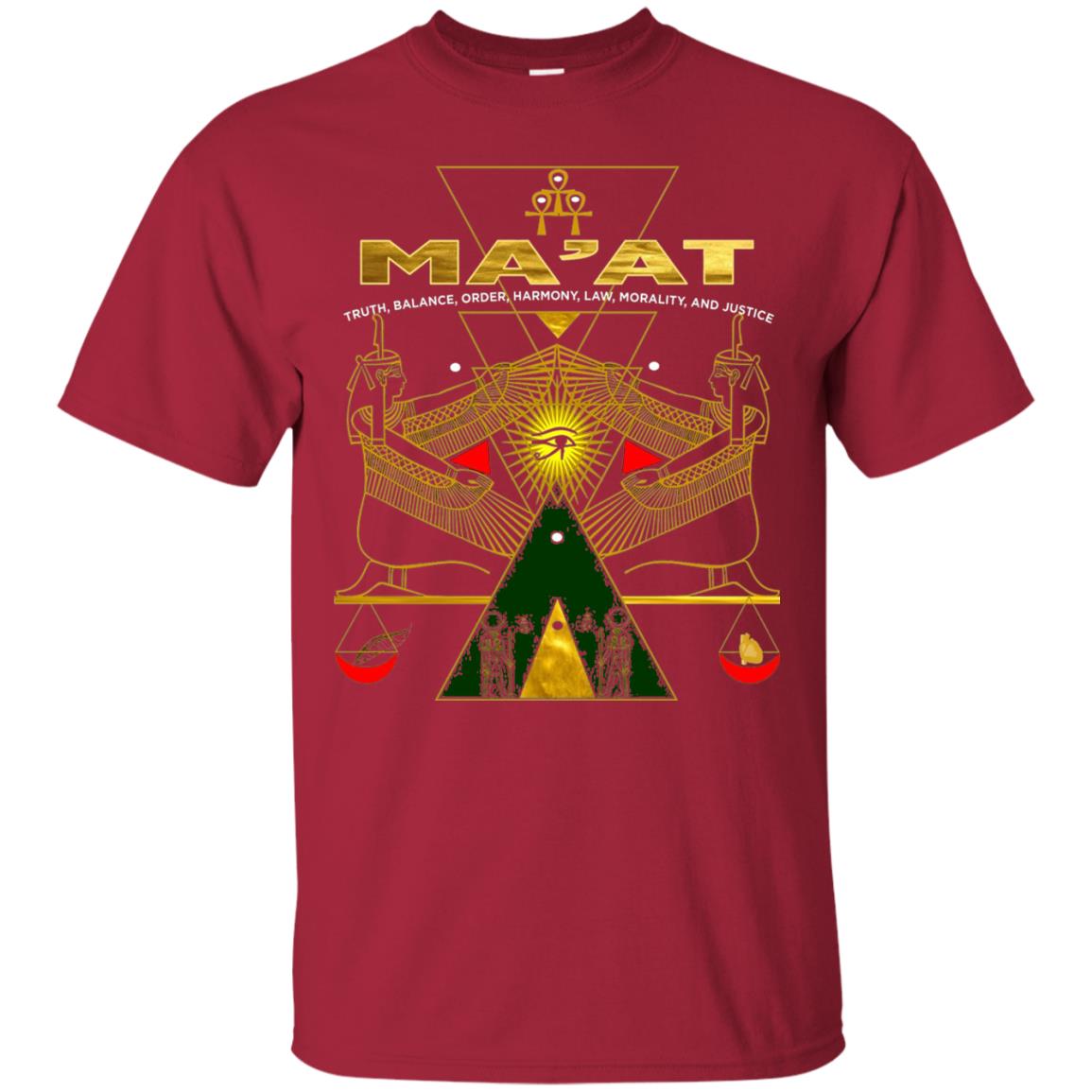 Sacred Kemetic Geometry Goddess Maat T-shirt Cardinal