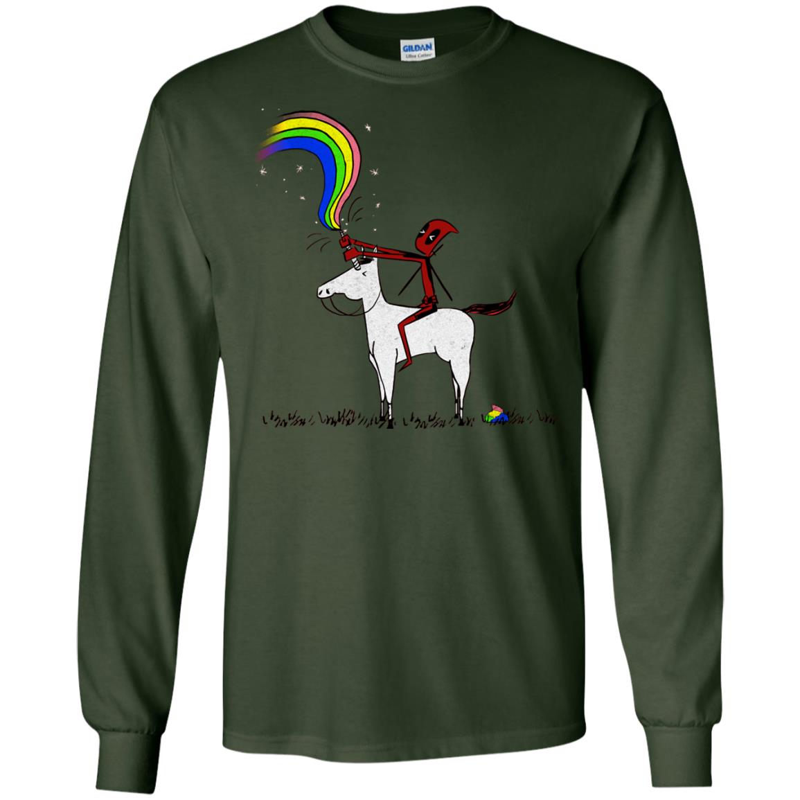 Deadpool With Unicorn Movie T-shirt Forest Green