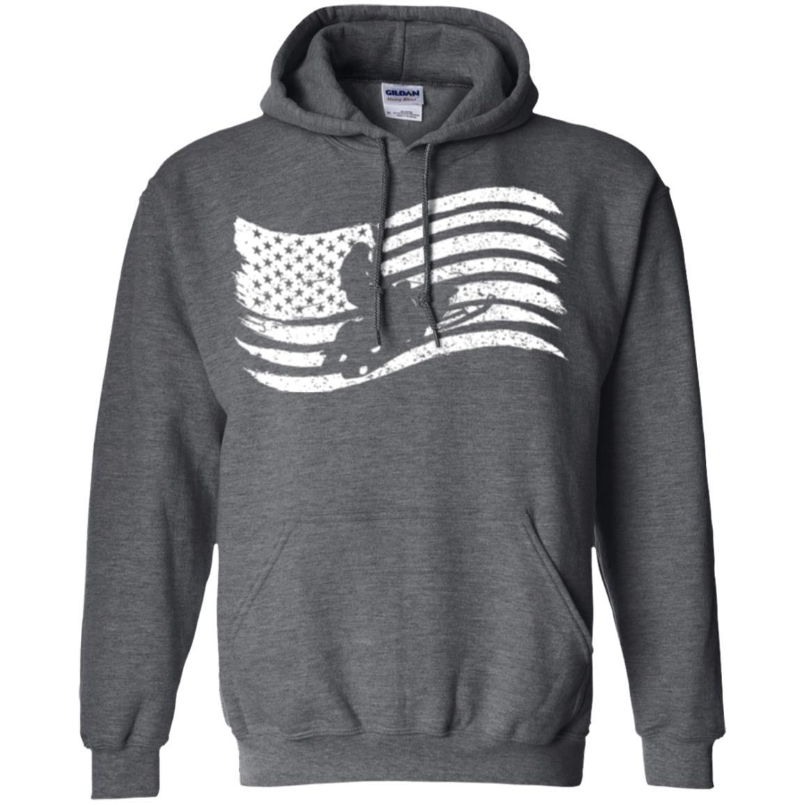 Snowmobile Rider T-shirt American Flag Dark Heather