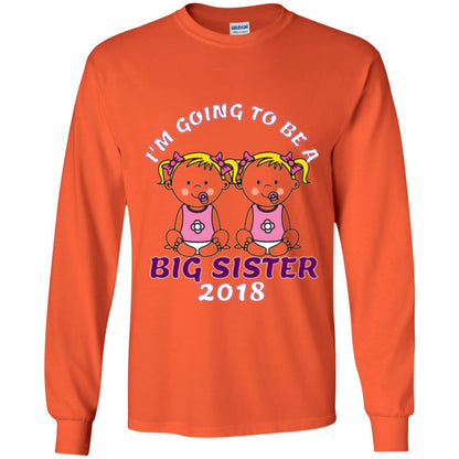 Family T-shirt I_m Going To Be A Big Sister Of Twins 2018 Orange