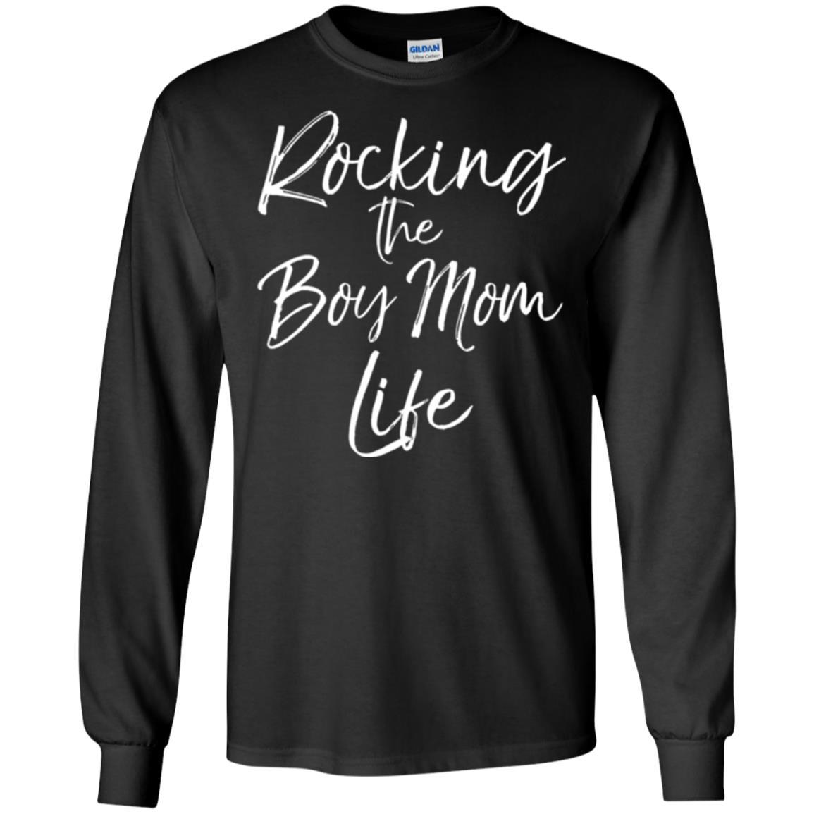 Mommy T-shirt Rocking The Boy Mom Life Black