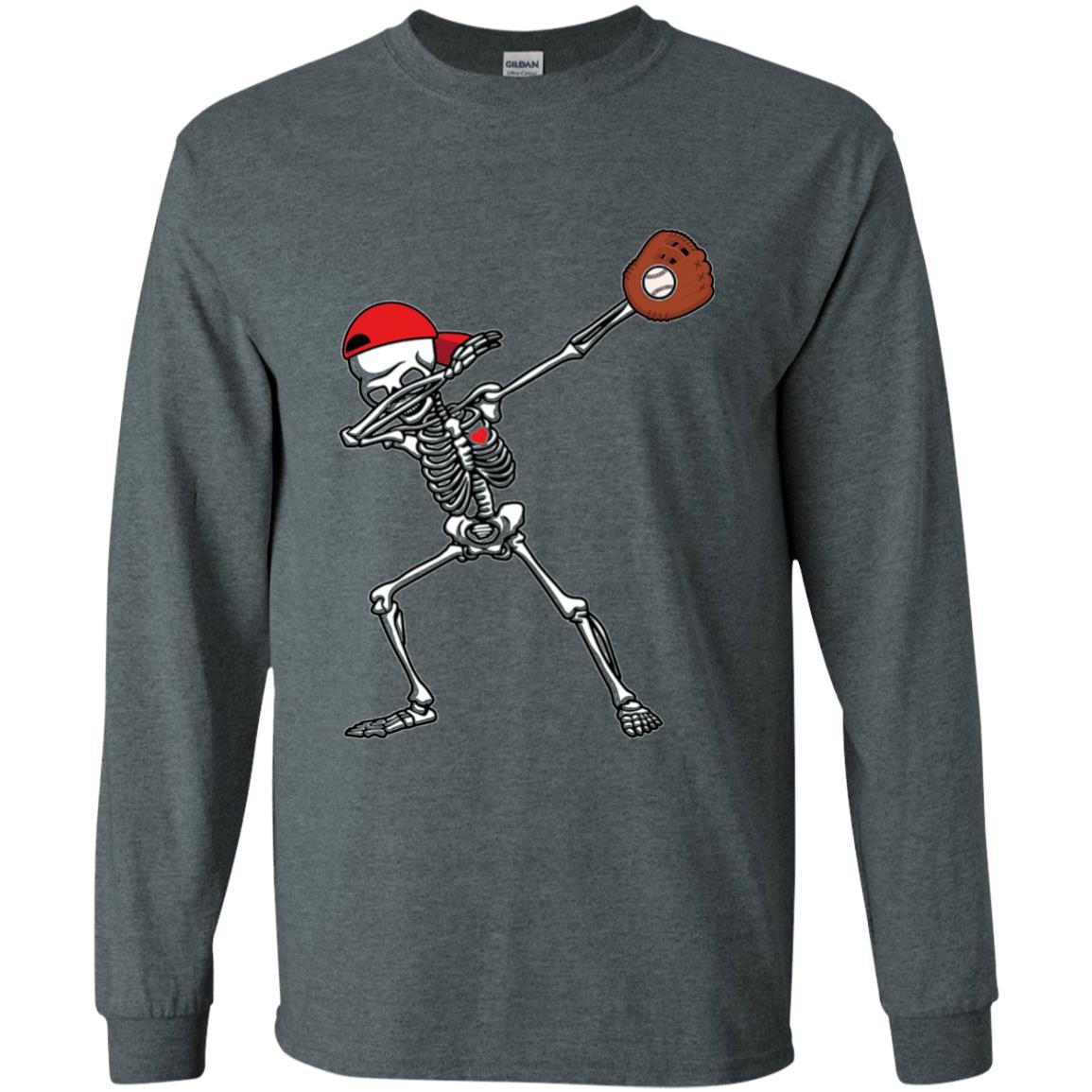 Dabbing Skeleton Baseball Lover T-shirt Dark Heather
