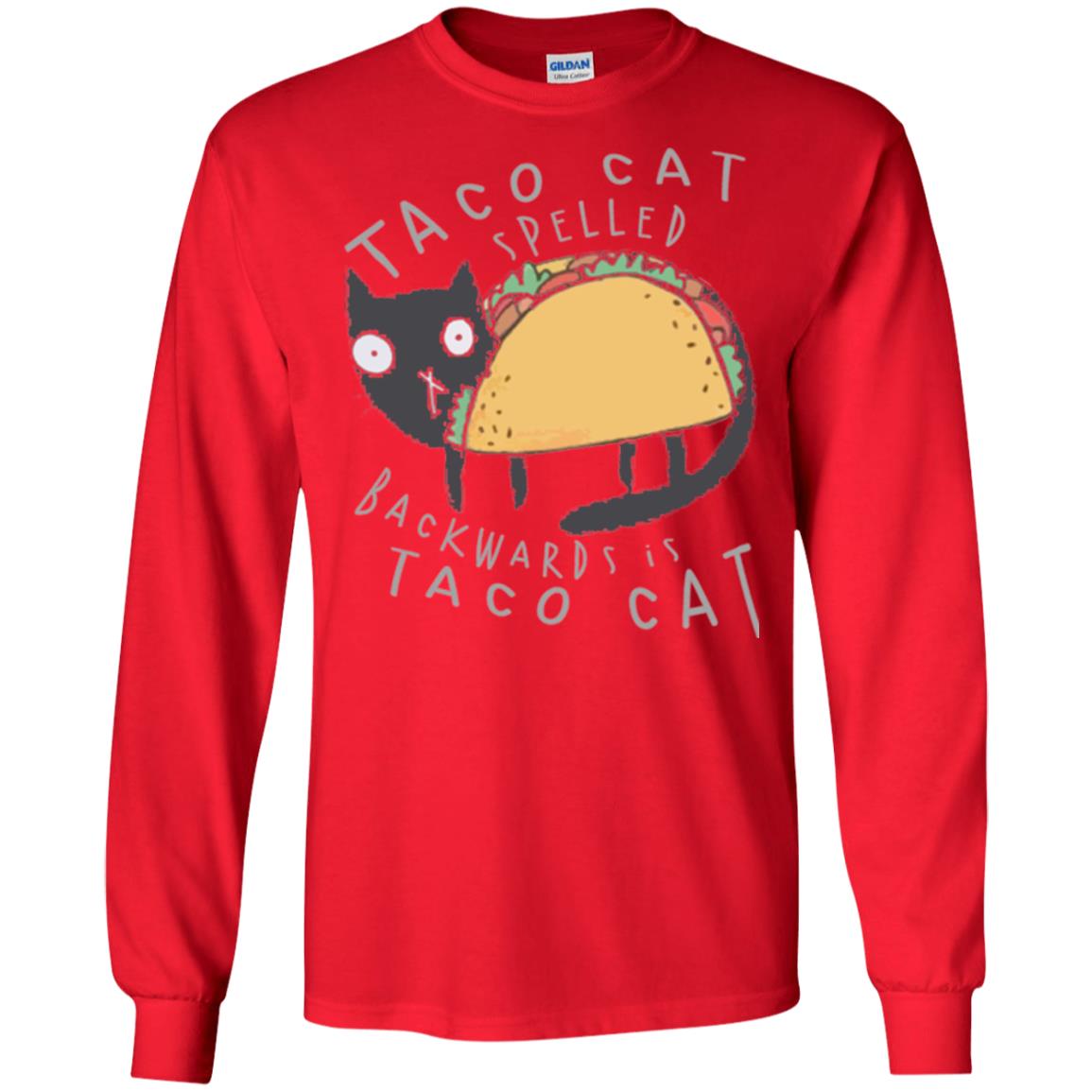 Cat Lovers T-shirt Taco Cat Spelled Backward Is Taco Cat Red