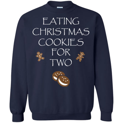 Christmas T-shirt Eating Christmas Cookies For Two Navy