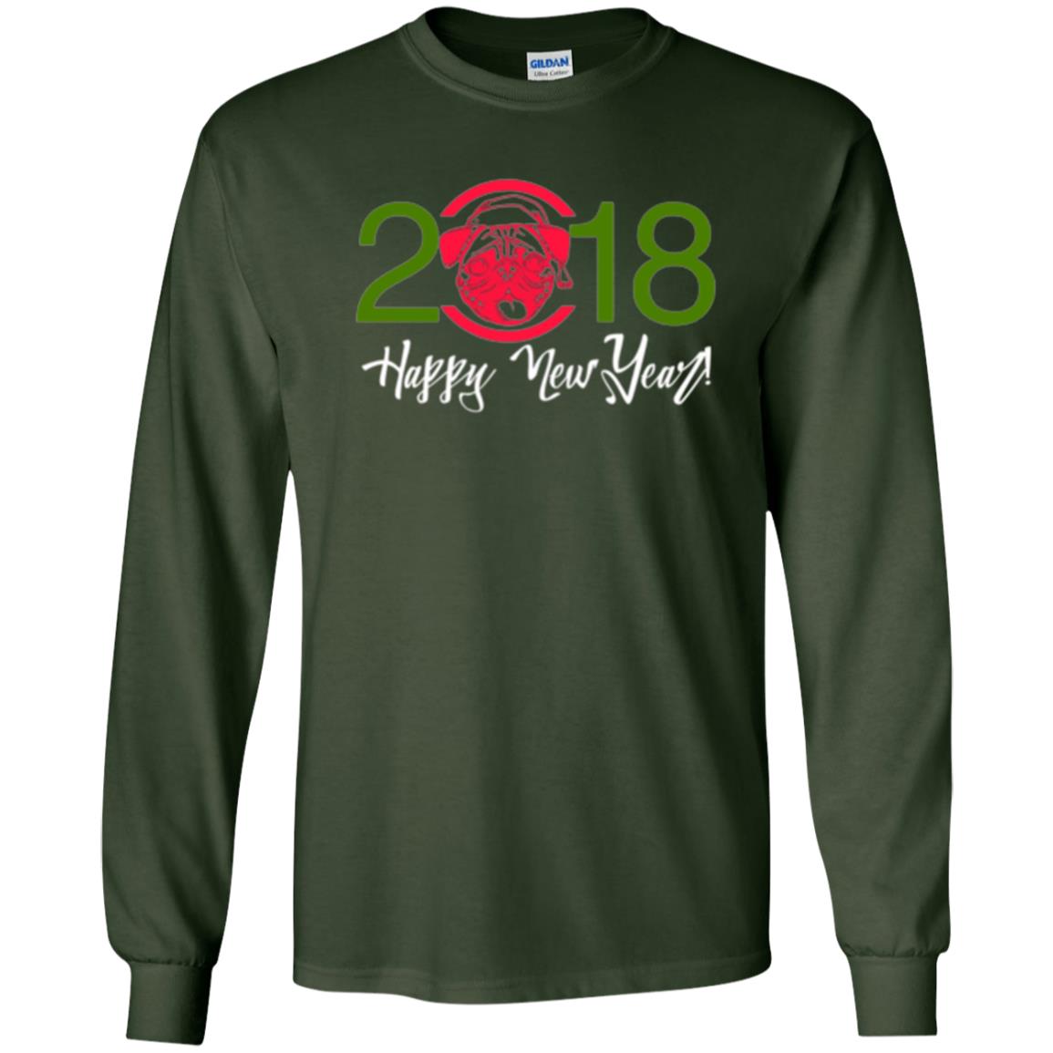 Dog Lovers T-shirt Happy New Year 2018 Forest Green