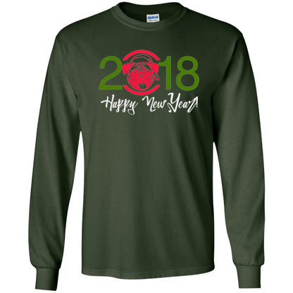 Dog Lovers T-shirt Happy New Year 2018 Forest Green