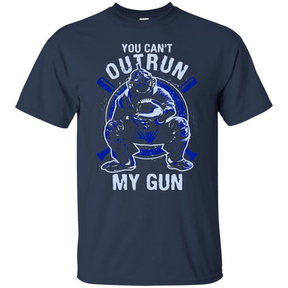 You Cant Outrun My Gun Baseball Catcher Shirt Navy