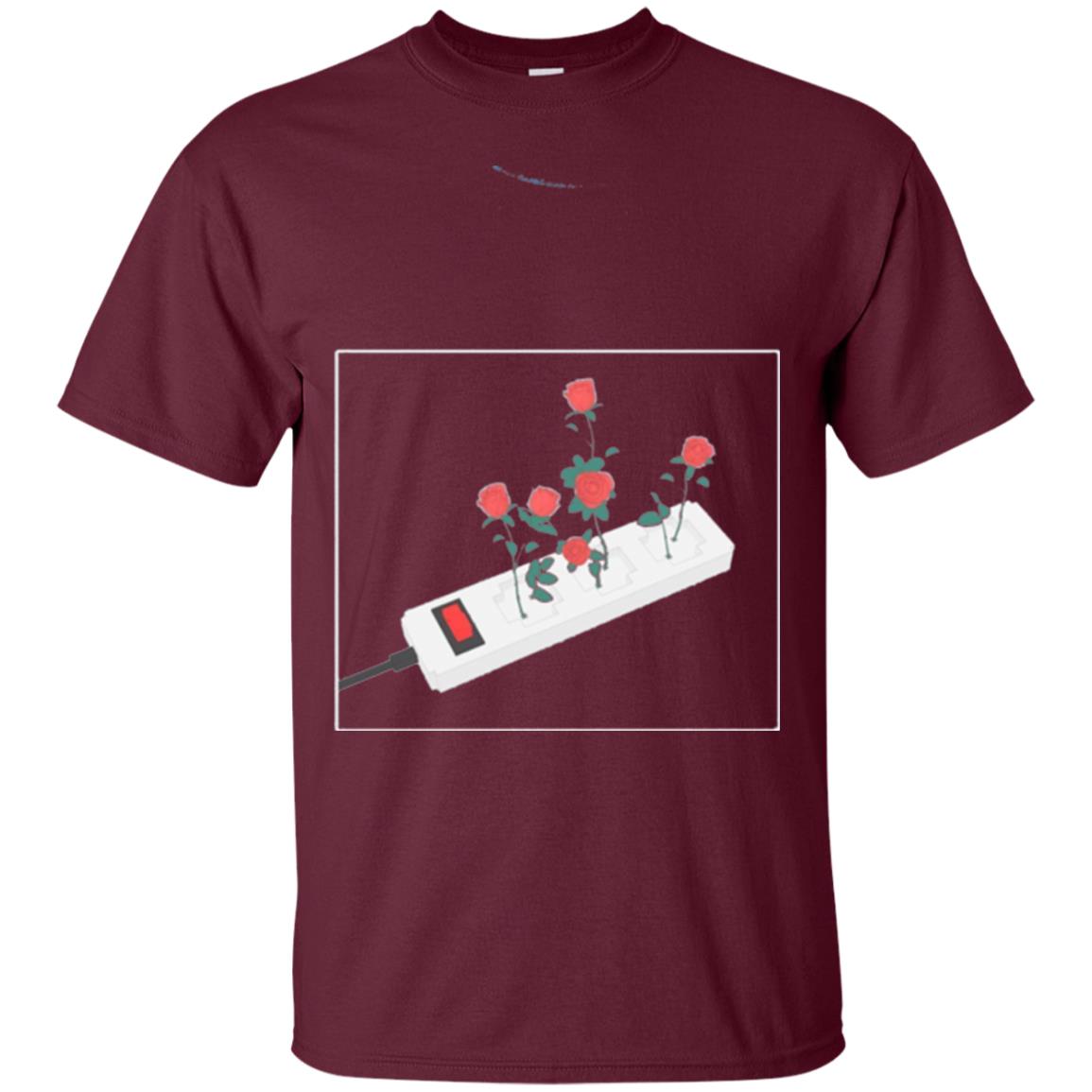 Flower Power Cute Art Aesthetic Vaporwave Digital Rose T-shirt Maroon