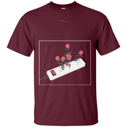 Flower Power Cute Art Aesthetic Vaporwave Digital Rose T-shirt Maroon
