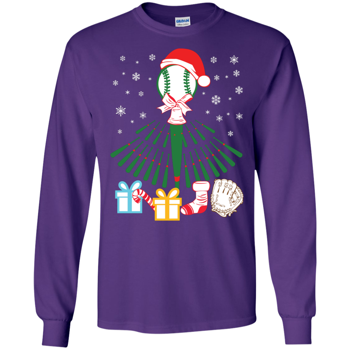 Baseball Christmas T-Shirt Purple