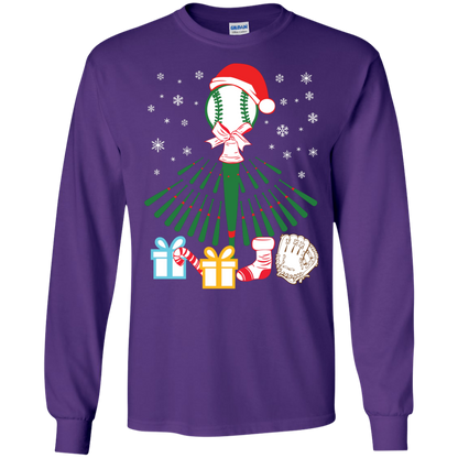 Baseball Christmas T-Shirt Purple