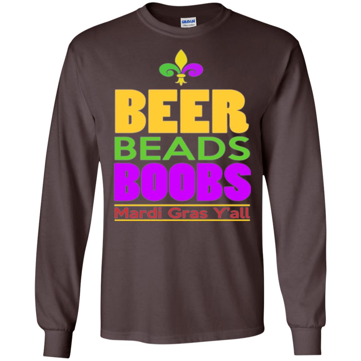 Funny Mardi Gras T-shirt Beer Beads Boobs Mardi Gras Y_all Dark Chocolate