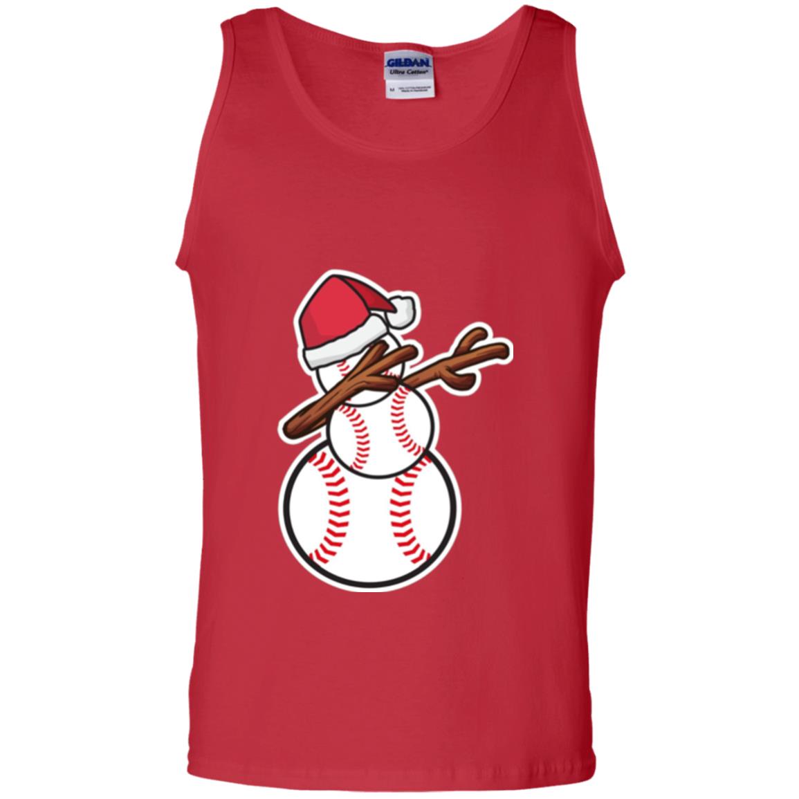 Christmas T-shirt Dabbing Snowman Baseball Red
