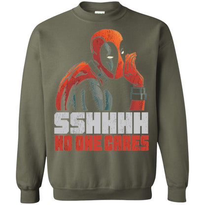 Marvel Deadpool T-shirt Sshhhh No One Cares Whisper Graphic Military Green