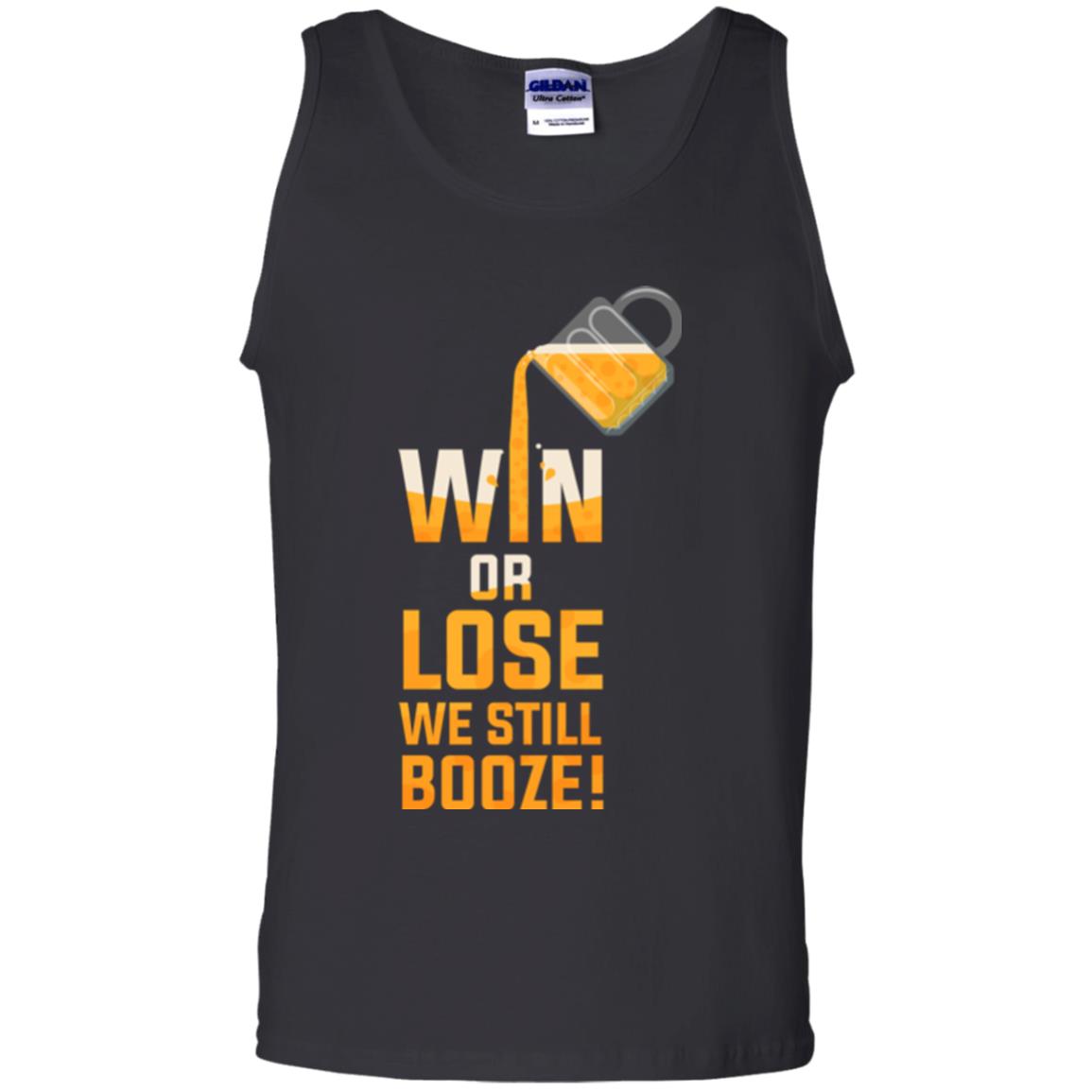 Beer Lover T-shirt Win Or Lose We Still Booze Black