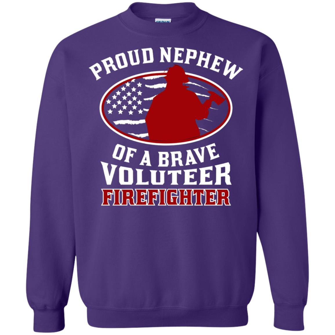 Volunteer Firefighter T-shirt American Flag Proud Nephew Purple