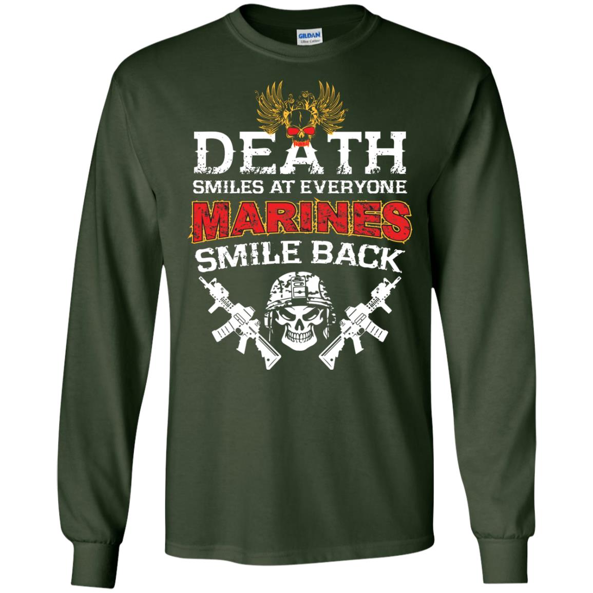 Death Smiles At Everyone Marines Smile Back Shirt Forest Green
