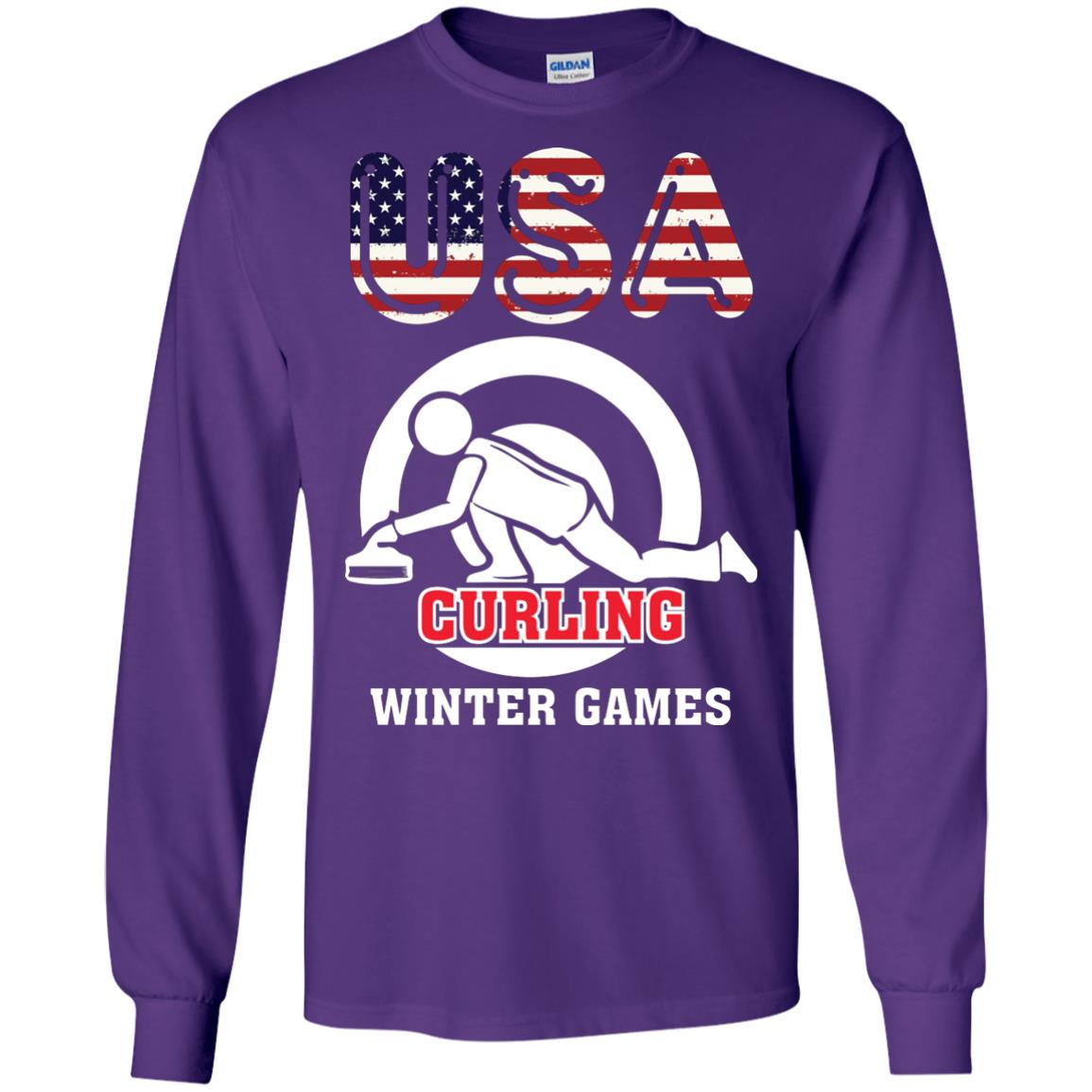 Usa Curling Winter Games Curling Lover T-shirt Purple