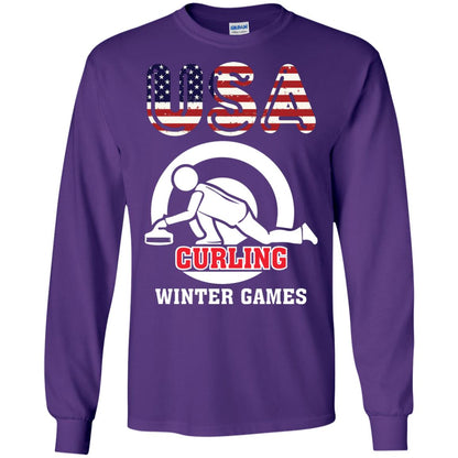 Usa Curling Winter Games Curling Lover T-shirt Purple