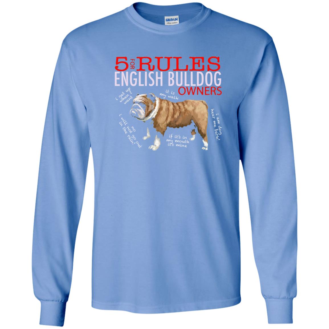 5 Rules For English Bulldog Owners Dog Lover Shirt Carolina Blue