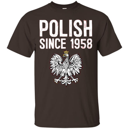 60th Birthday T-shirt Polish Since 1958 Dark Chocolate