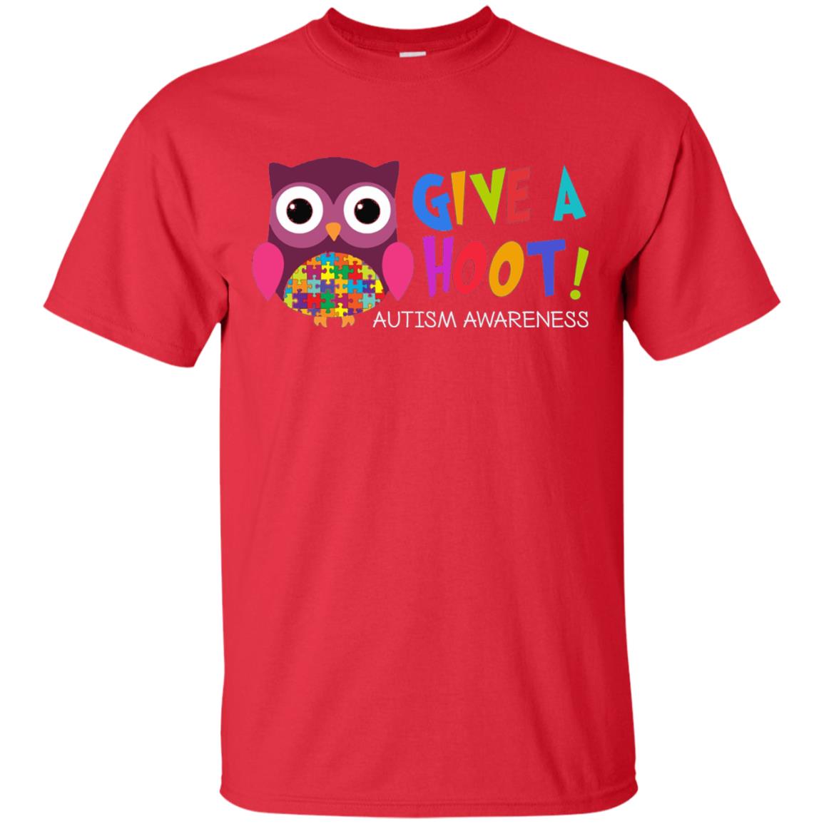Give A Hoot Autism Awareness T-shirt Red