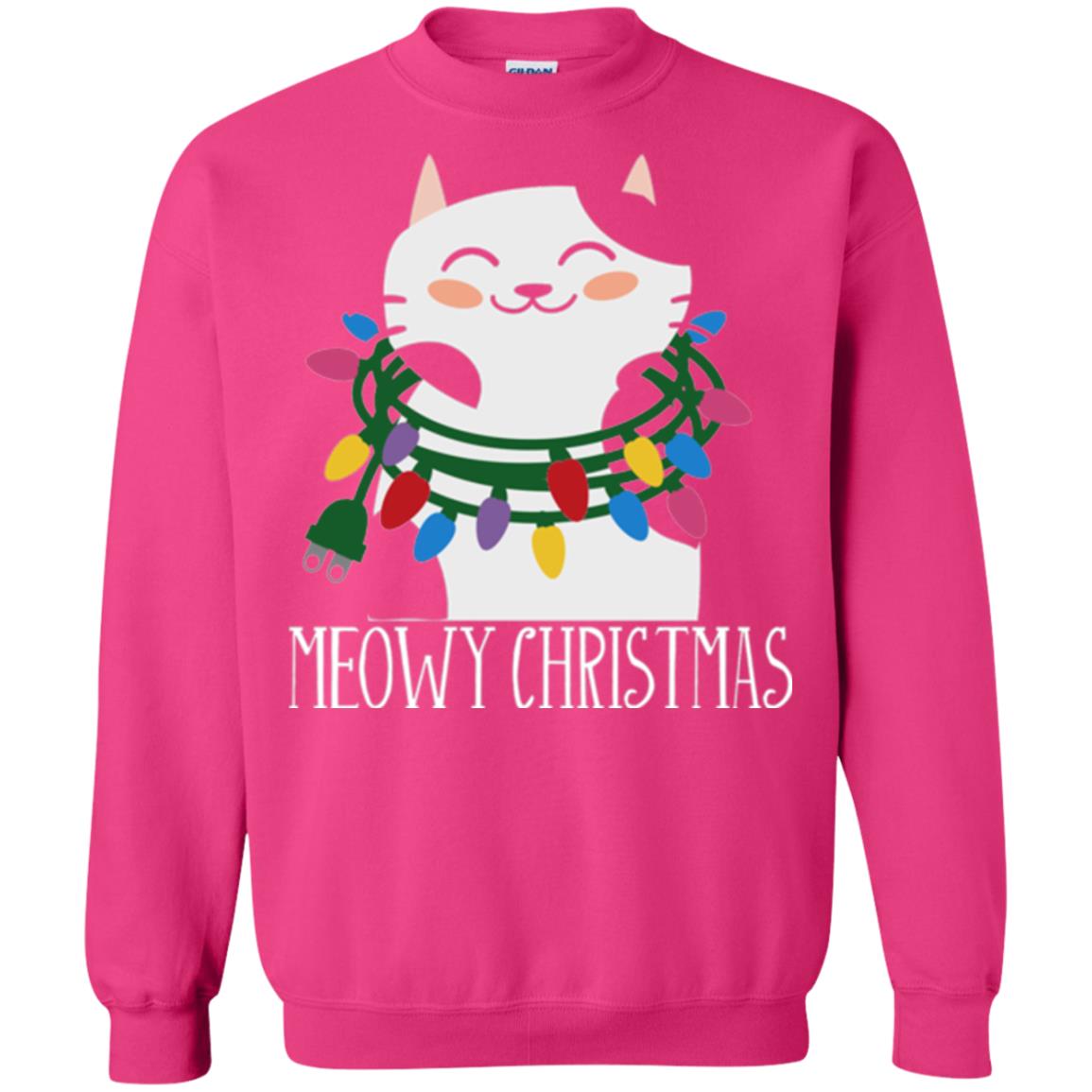 Meowy Christmas Holiday T-shirt Heliconia