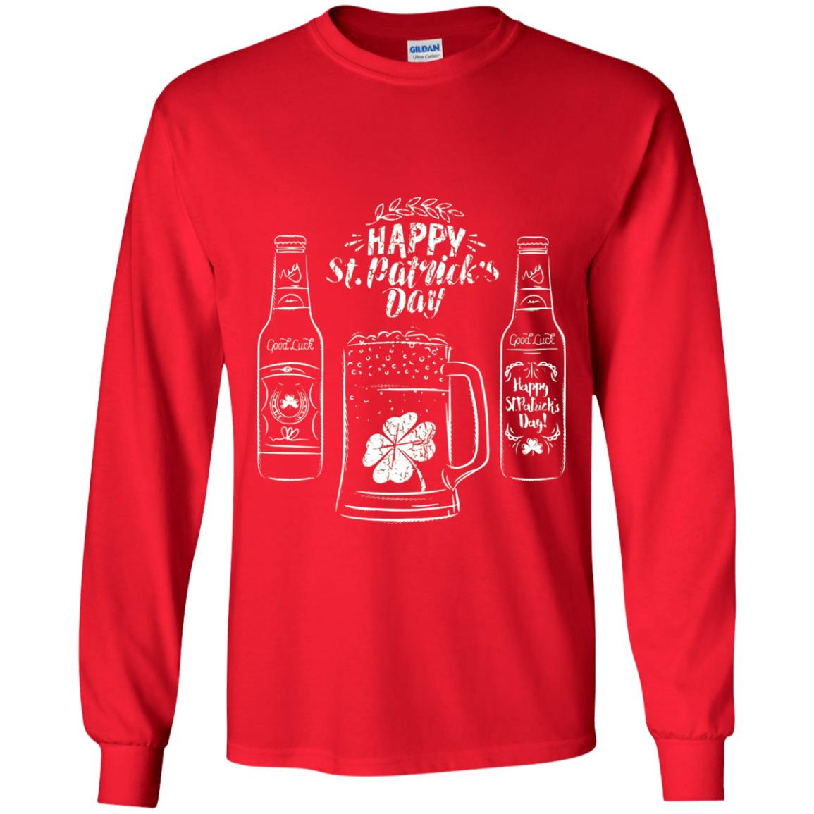 Happy St. Patrick_s Day Drinking Beer St Patrick_s Day T-shirt Red