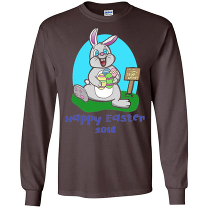 Easter Bunny Stop Here Funny Easter Day T-shirt Dark Chocolate