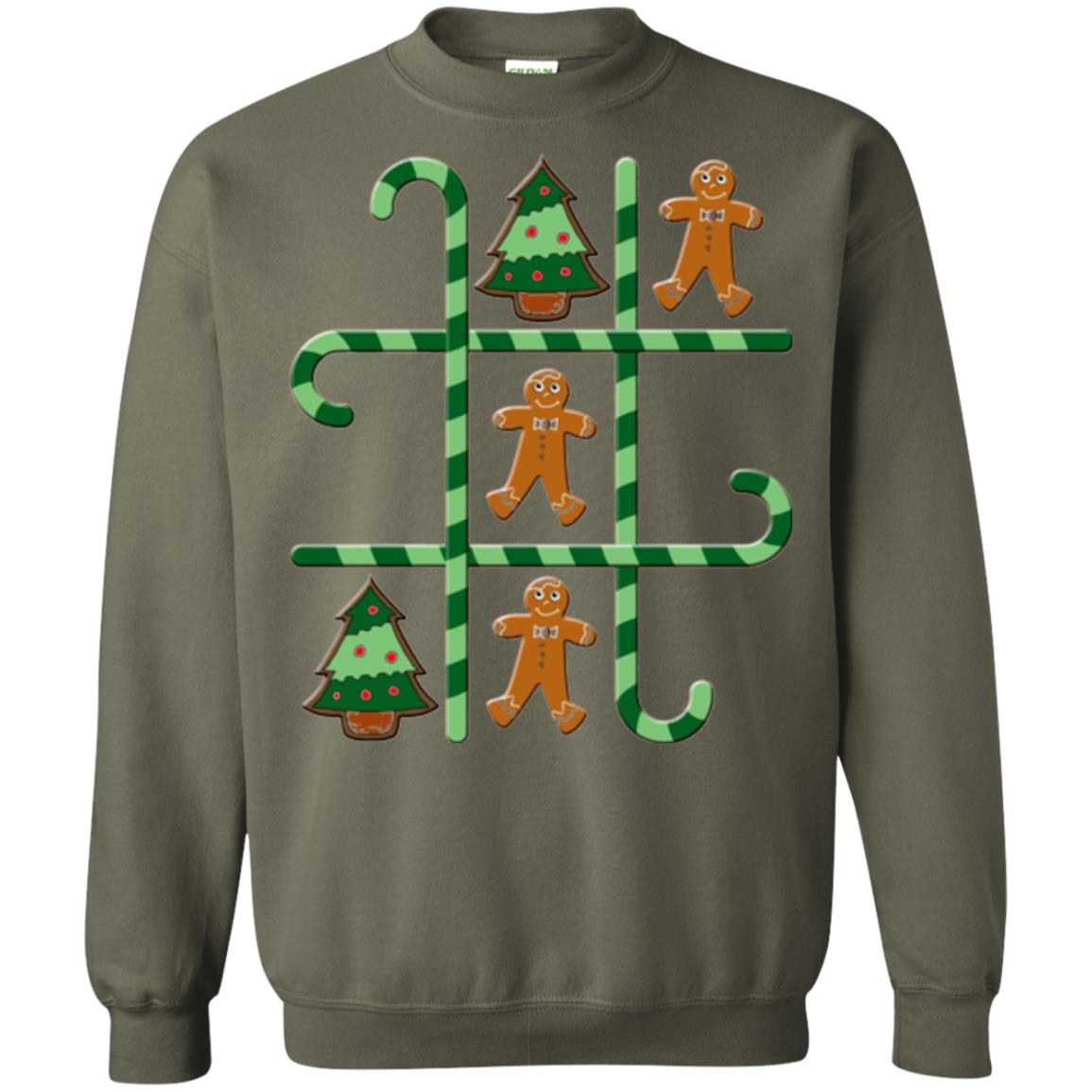 Christmas T-shirt Tic Tac Toe Board Game Military Green