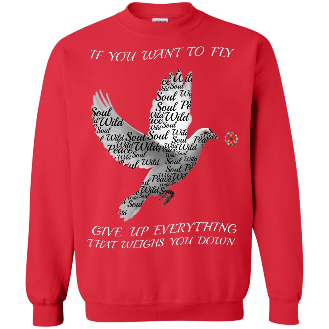If You Want To Fly Give Up Everything That Weighs You Down Peace Sign Shirt Red