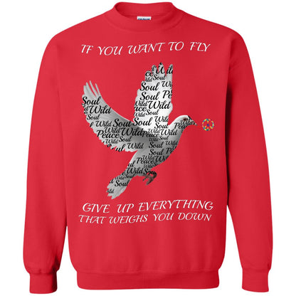 If You Want To Fly Give Up Everything That Weighs You Down Peace Sign Shirt Red