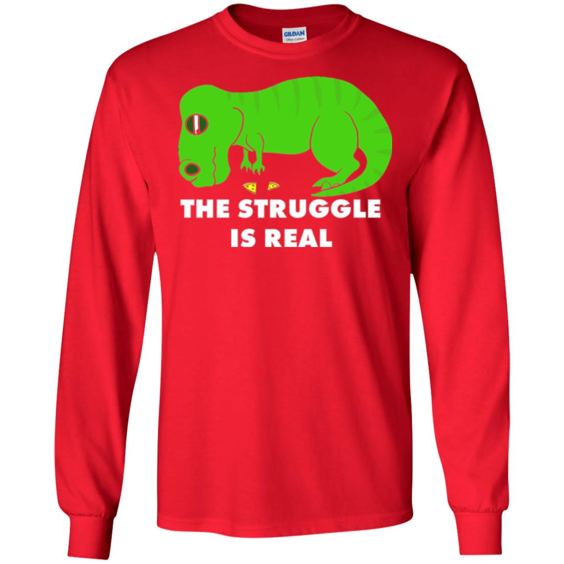 Funny Dinosaus T-shirt The Struggle Is Real Red