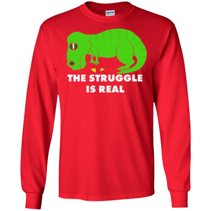 Funny Dinosaus T-shirt The Struggle Is Real Red
