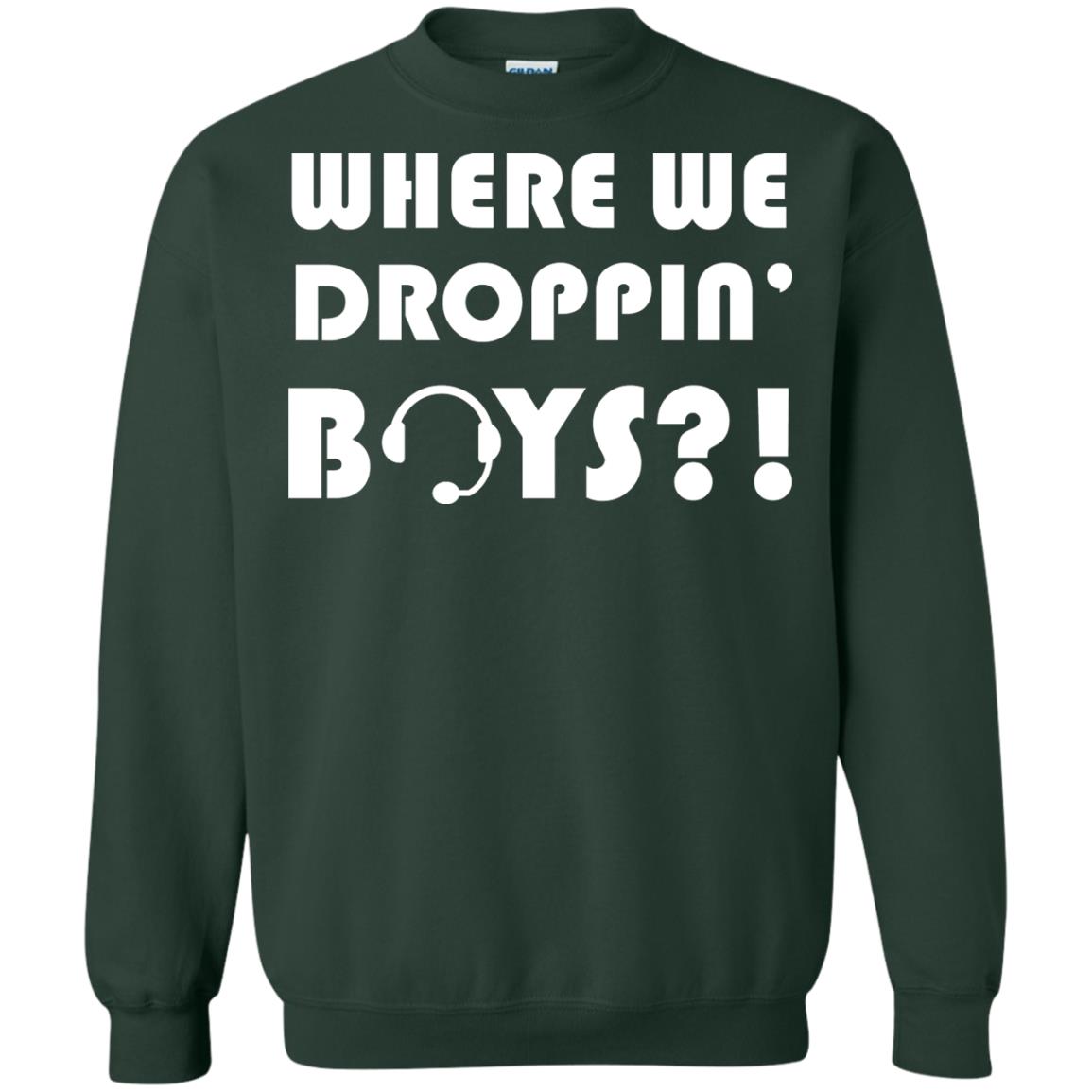 Where We Dropping Boys Gamer Shirt Forest Green