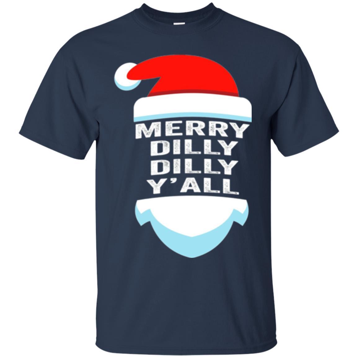 Christmas T-shirt Dilly Dilly Yall Santa Hat Christmas T-shirt Navy