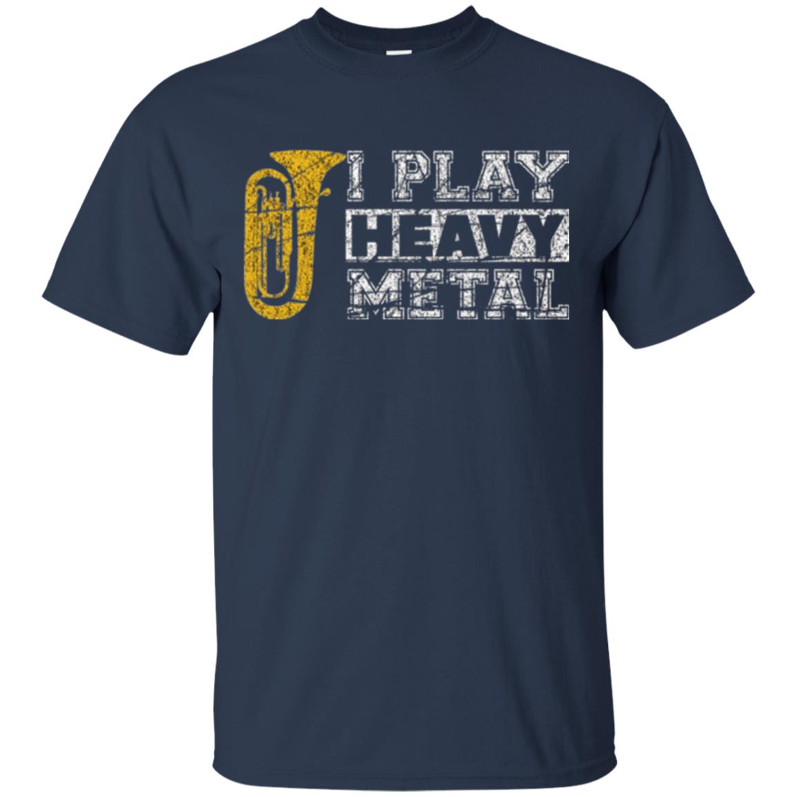 Funny Band Distressed T-shirt I Play Heavy Metal Navy